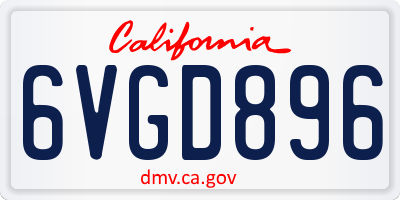 CA license plate 6VGD896