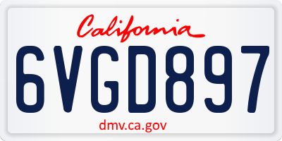 CA license plate 6VGD897