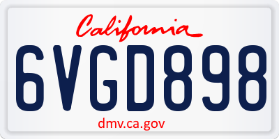 CA license plate 6VGD898