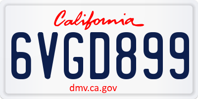 CA license plate 6VGD899