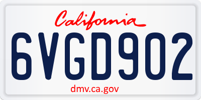 CA license plate 6VGD902