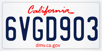 CA license plate 6VGD903