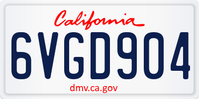 CA license plate 6VGD904