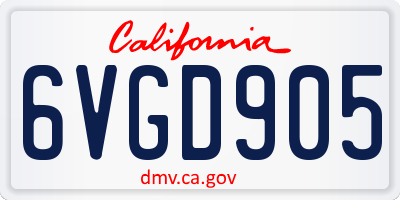 CA license plate 6VGD905