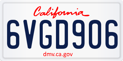 CA license plate 6VGD906