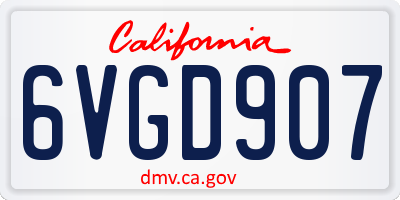 CA license plate 6VGD907