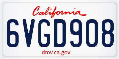 CA license plate 6VGD908
