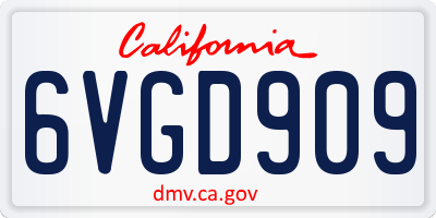 CA license plate 6VGD909