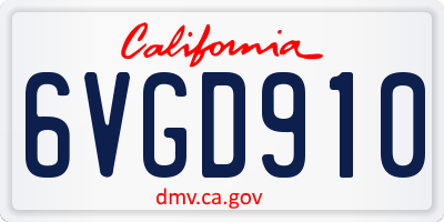 CA license plate 6VGD910