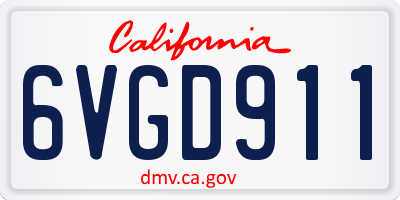 CA license plate 6VGD911