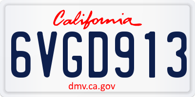 CA license plate 6VGD913