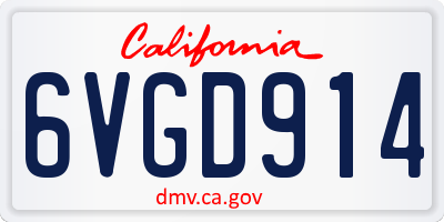 CA license plate 6VGD914