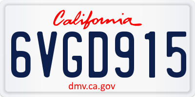CA license plate 6VGD915