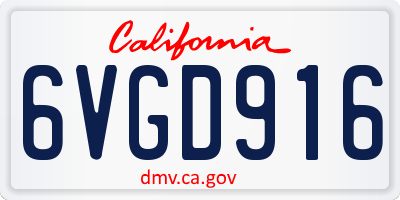 CA license plate 6VGD916