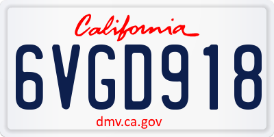 CA license plate 6VGD918