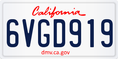 CA license plate 6VGD919