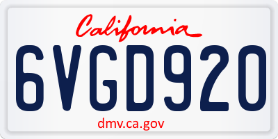 CA license plate 6VGD920