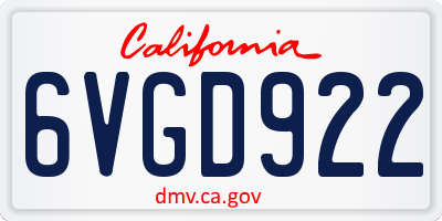 CA license plate 6VGD922