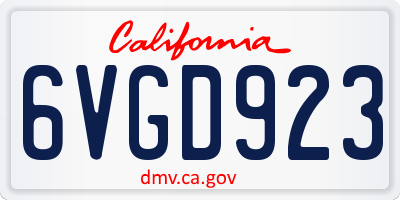 CA license plate 6VGD923