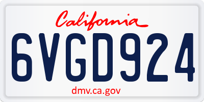 CA license plate 6VGD924