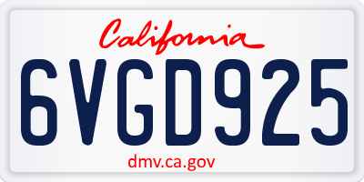 CA license plate 6VGD925