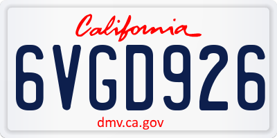 CA license plate 6VGD926