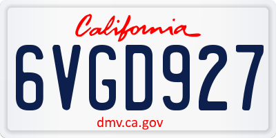 CA license plate 6VGD927
