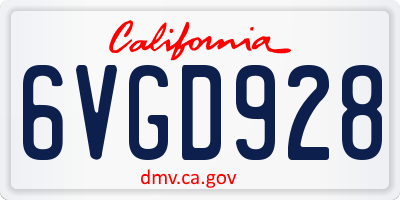 CA license plate 6VGD928
