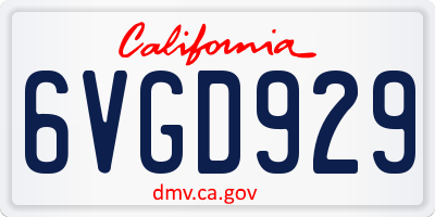 CA license plate 6VGD929