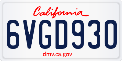 CA license plate 6VGD930