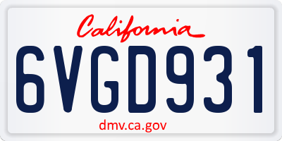 CA license plate 6VGD931