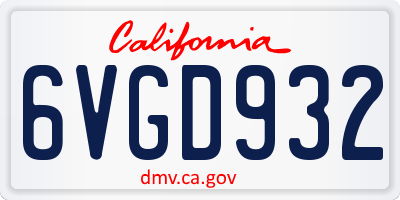 CA license plate 6VGD932