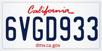 CA license plate 6VGD933