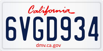 CA license plate 6VGD934