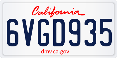 CA license plate 6VGD935