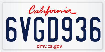 CA license plate 6VGD936