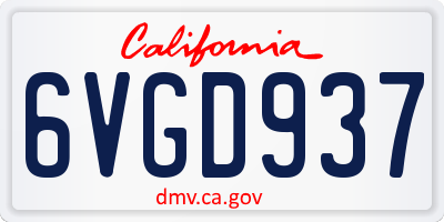 CA license plate 6VGD937
