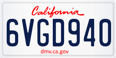 CA license plate 6VGD940