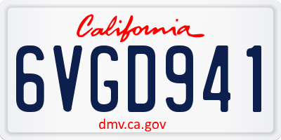 CA license plate 6VGD941