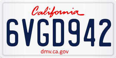CA license plate 6VGD942