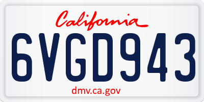 CA license plate 6VGD943
