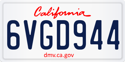 CA license plate 6VGD944