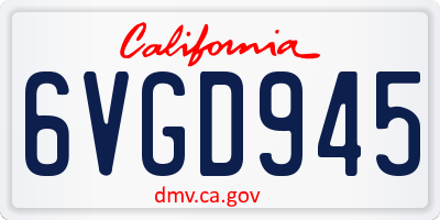 CA license plate 6VGD945