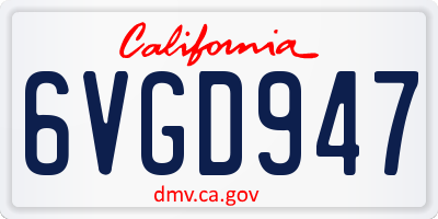 CA license plate 6VGD947