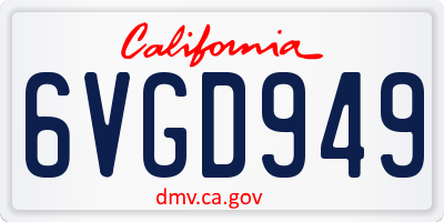 CA license plate 6VGD949