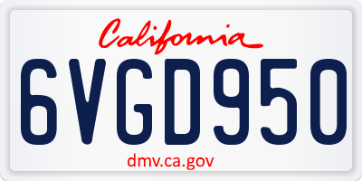 CA license plate 6VGD950