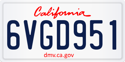 CA license plate 6VGD951