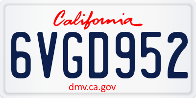 CA license plate 6VGD952