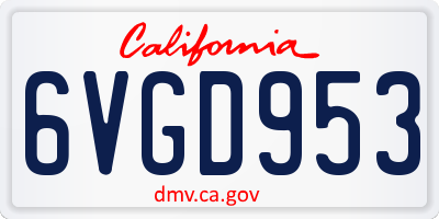 CA license plate 6VGD953