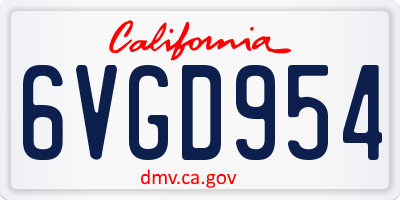 CA license plate 6VGD954